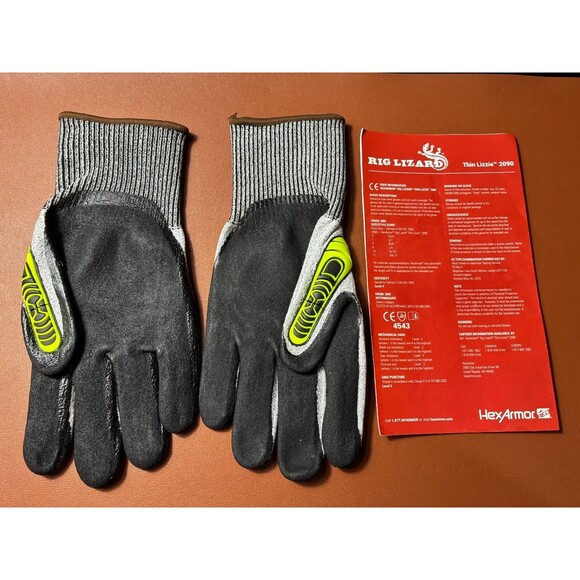 HexArmor Rig Lizard Thin Lizzie 2090 Work Gloves Impact Cut Resistant 10/XL - Picture 2 of 3